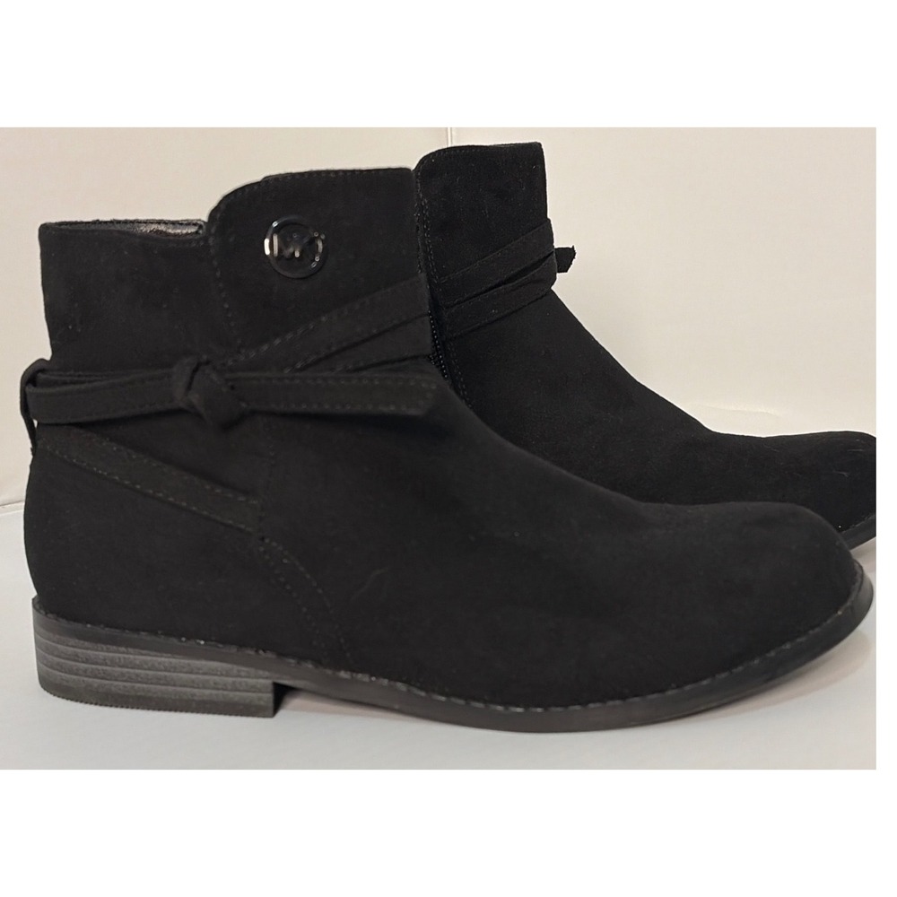 Michael Kors Emma Carmen Black Faux Suede Ankle Boots Kids Size 4 MK